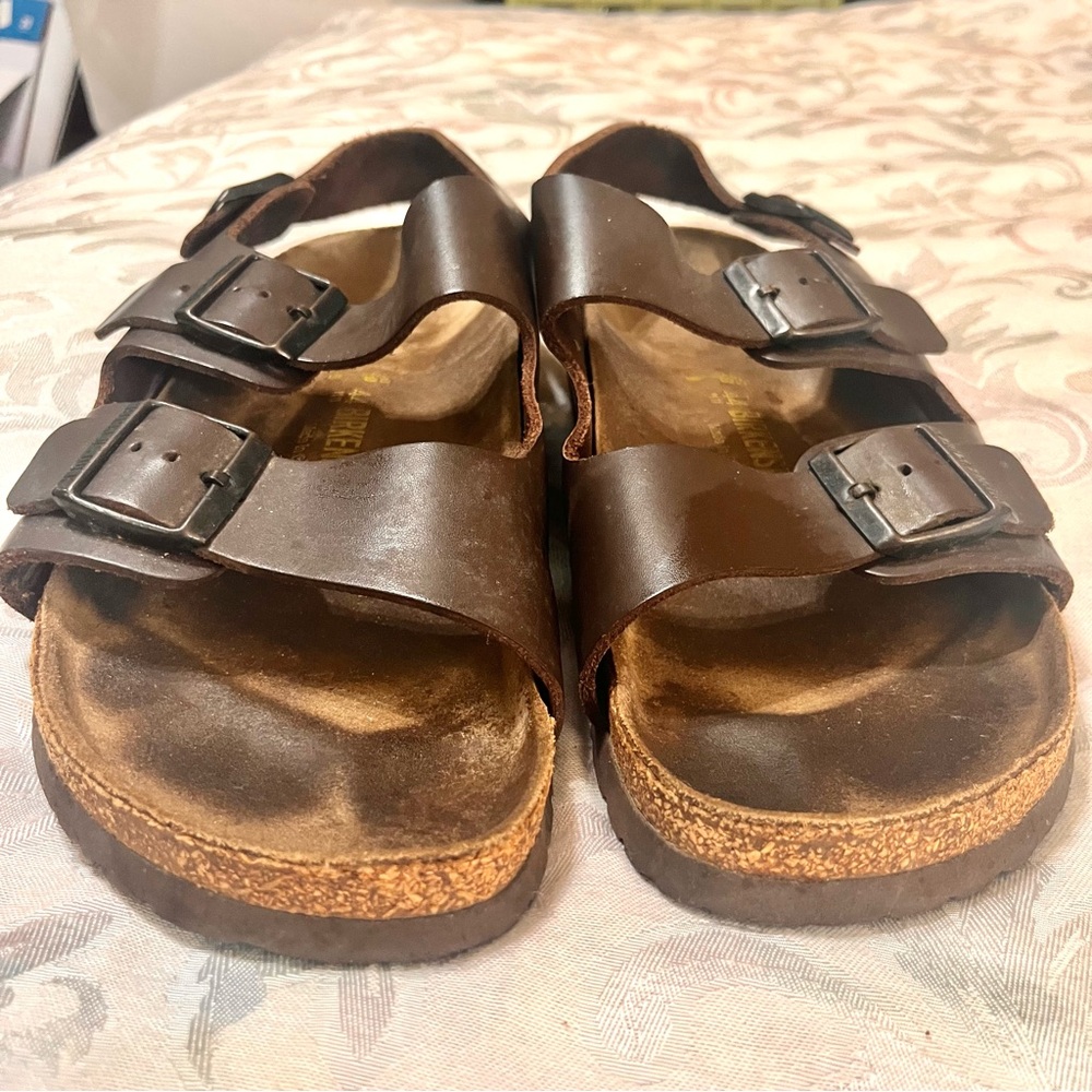 Birkenstock Milano Sandals Habana Brown Oiled Leather Adjustable Strap 44EU 12US - Picture 7 of 10